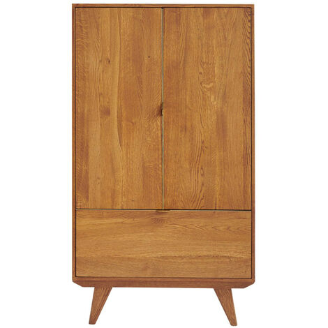 Buffet haut rétro en bois 2 portes 1 tiroir L80 H140 bronze - MALLET