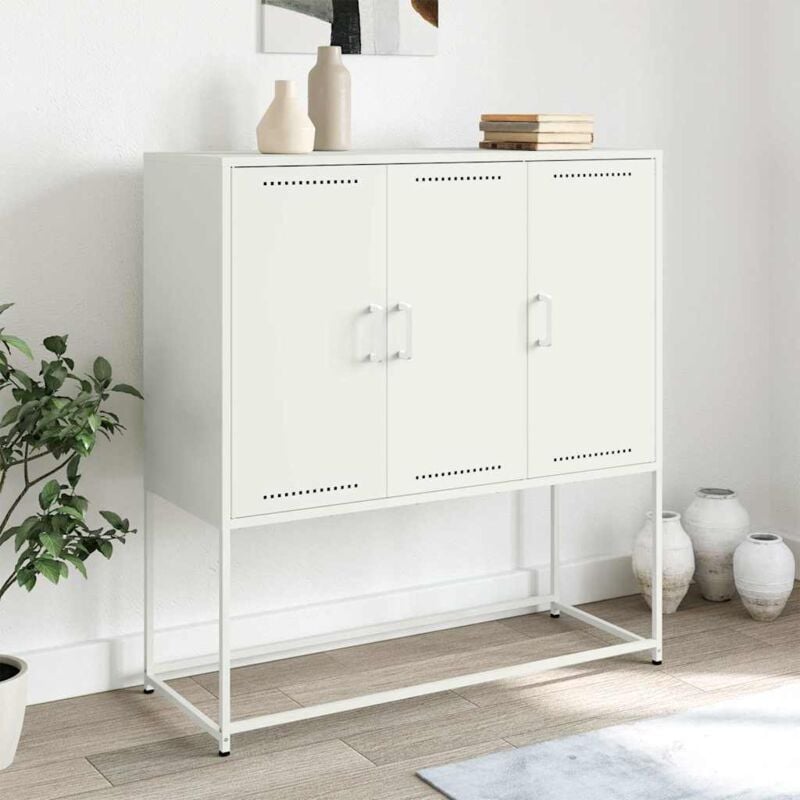 Vidaxl - Buffet haut blanc 100,5x39x107 cm acier