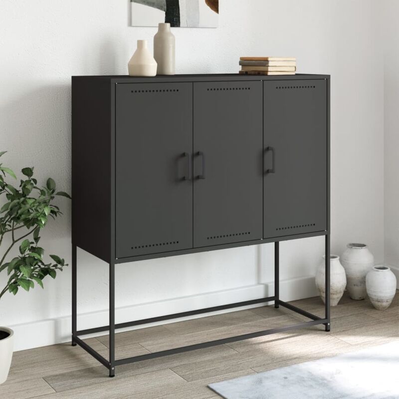 Vidaxl - Buffet haut noir 100,5x39x107 cm acier