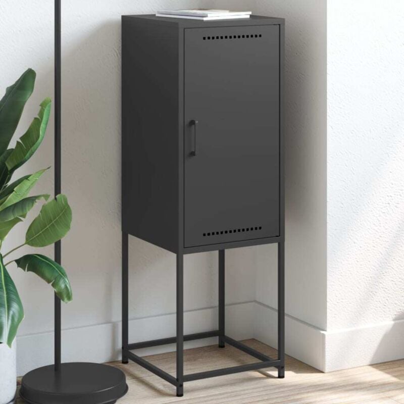 Vidaxl - Buffet haut noir 36x39x107 cm acier