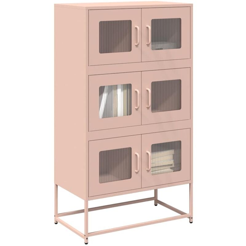 Vidaxl - Buffet haut rose 68x39x123 cm acier