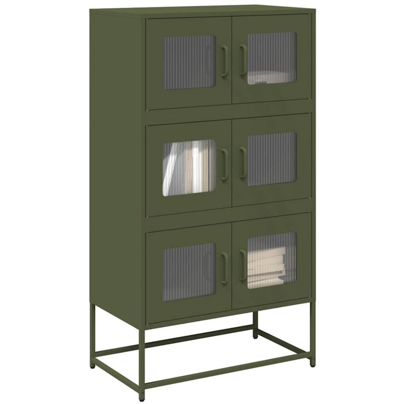 Vidaxl - Buffet haut vert olive 68x39x123 cm acier
