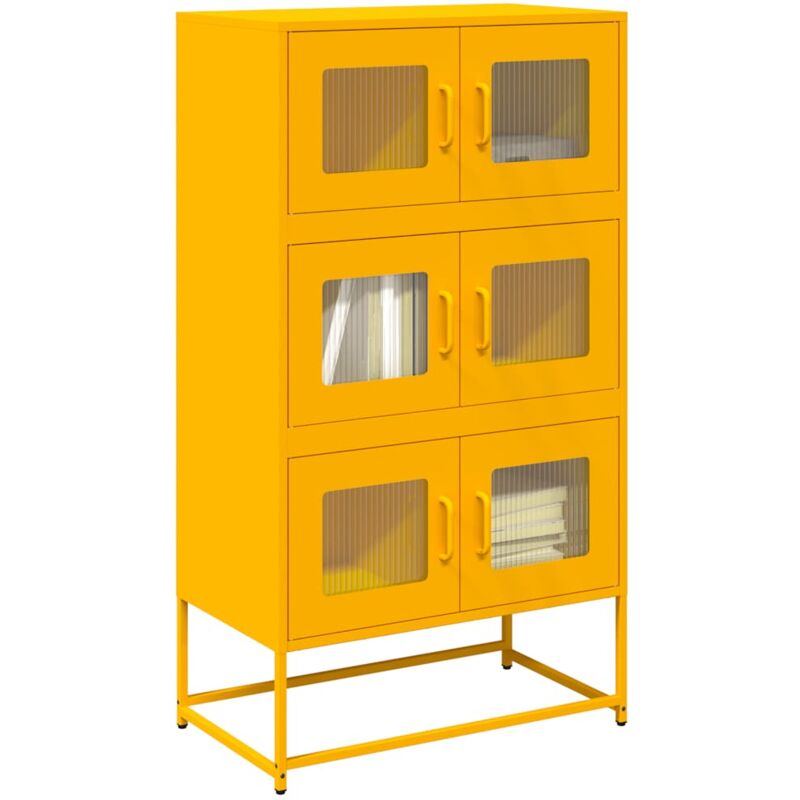 Buffet haut jaune moutarde 68x39x123 cm acier vidaXL