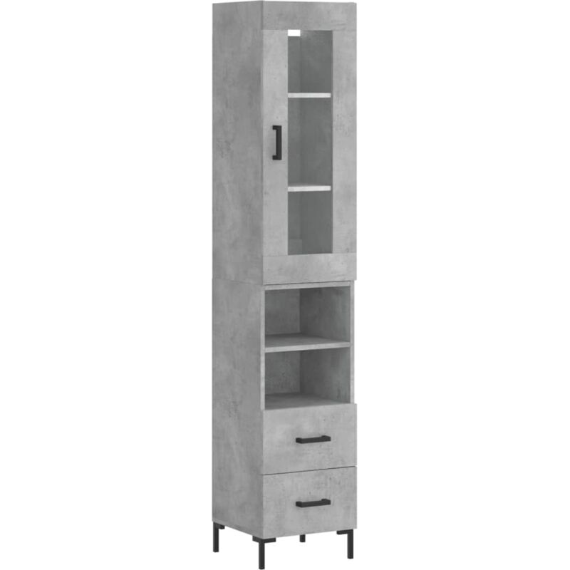 Vidaxl - Buffet haut Gris béton 34,5x34x180 cm Bois d'ingénierie