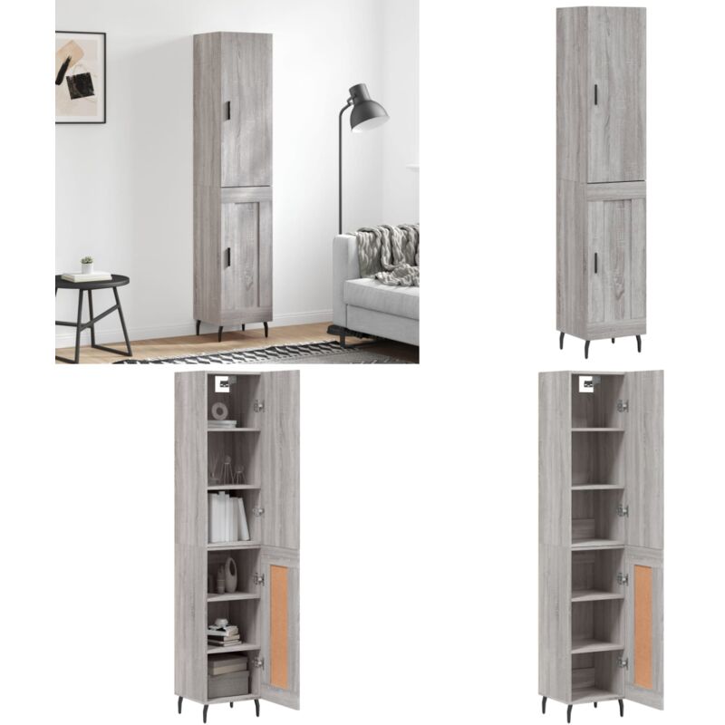 Vidaxl - Buffet haut Sonoma gris 34,5x34x180 cm Bois d'ingénierie - Buffet Design Moderne - Meuble Rangement - Armoire Cuisine - Buffet Bas - Buffet