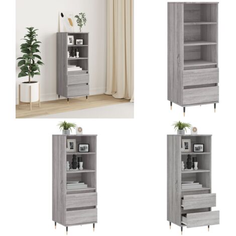 Buffet haut Sonoma gris 40x36x110 cm Bois d'ingénierie - Buffet Design Industriel - Meuble Rangement Salon - Buffet Cuisine - Buffet Gris - Buffet Contemporain - Home & Living