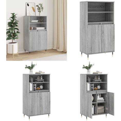 Buffet haut Sonoma gris 60x36x110 cm Bois d'ingénierie - Buffet Design Industriel - Meuble Rangement - Armoire Cuisine - Commode Salon - Étagères Murales - Home & Living