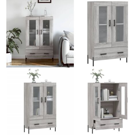 Buffet haut sonoma gris 69,5x31x115 cm bois d'ingénierie - Buffet Design Moderne - Meuble Rangement - Armoire Ouverte - Vitrine - Commode - Home & Living