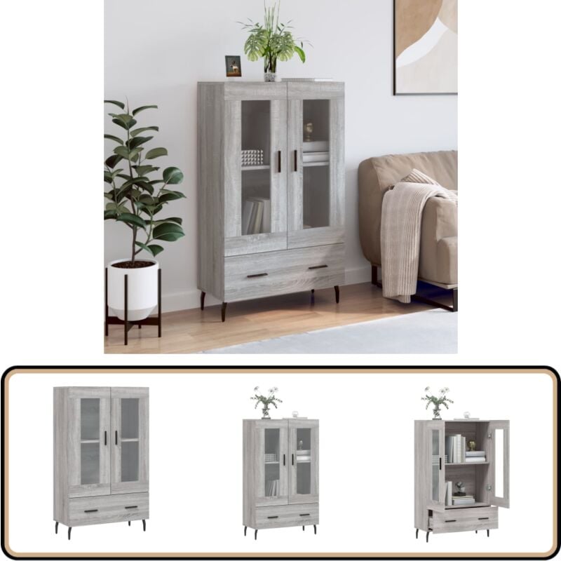 Buffet haut sonoma gris 69,5x31x115 cm bois d'ingénierie - Buffet Design Moderne - Meuble Rangement - Armoire Salon - Commode - Buffet Gris