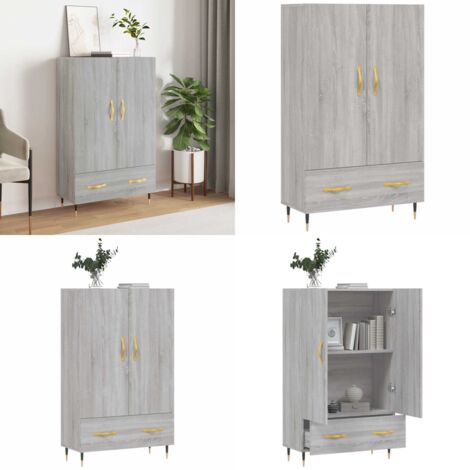 Buffet haut sonoma gris 69,5x31x115 cm bois d'ingénierie - Buffet Design Moderne - Meuble Rangement - Armoire Salon - Commode Entrée - Étagère Murale - Home & Living