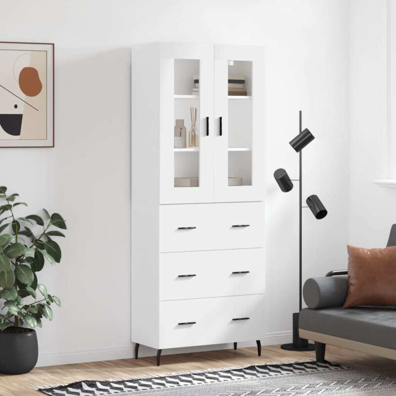 Vidaxl - Buffet haut,Meuble de Rangement Blanc 69,5x34x180 cm Bois d'ingénierie