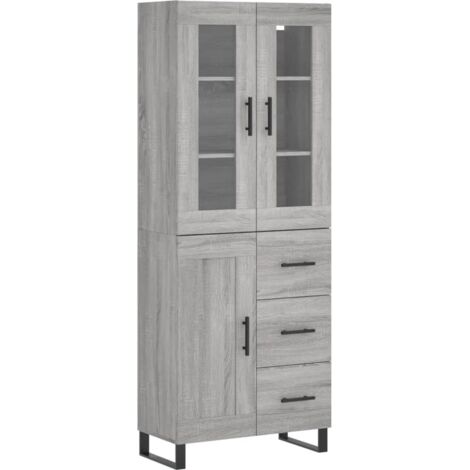 Buffet haut Sonoma gris 69,5x34x180 cm Bois d'ingénierie vidaXL