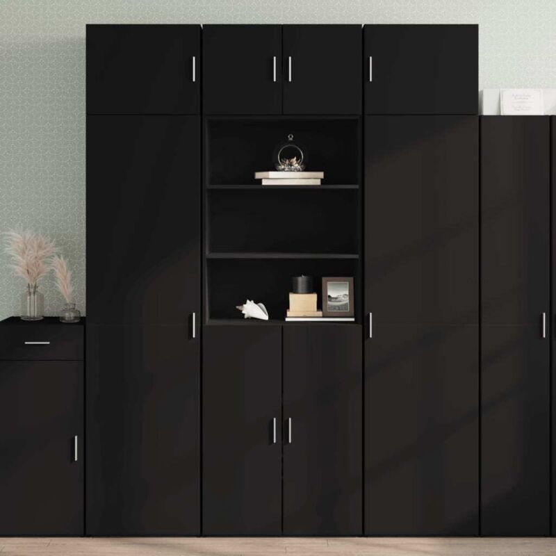 Vidaxl - Buffet haut noir 70x42,5x185 cm bois d'ingénierie