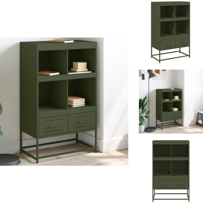 Vidaxl - Buffet haut vert olive 68x39 x111,5 cm acier - Buffet Design Moderne - Meuble Rangement - Armoire Haute - Buffet En Acier - Mobilier Salon