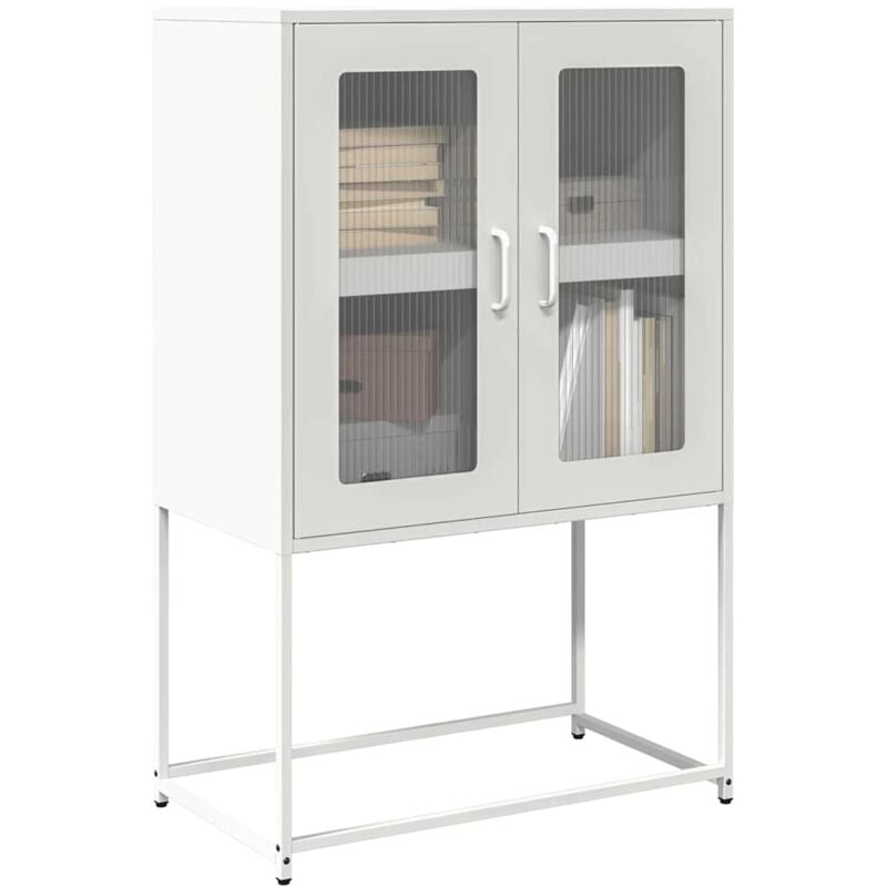 Vidaxl - Buffet haut blanc 68x39x107 cm acier