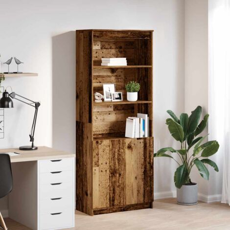 Buffet haut vieux bois 70x35x180 cm bois d'ingénierie vidaXL