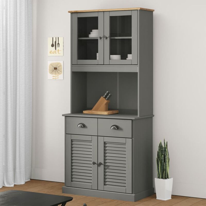 Vidaxl - Buffet haut vigo gris 78x40x175 cm bois massif de pin