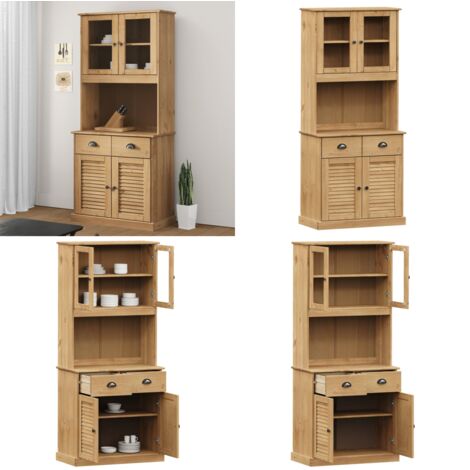 Buffet haut VIGO 78x40x175 cm bois massif de pin - Buffet en bois - Buffet avec tiroirs