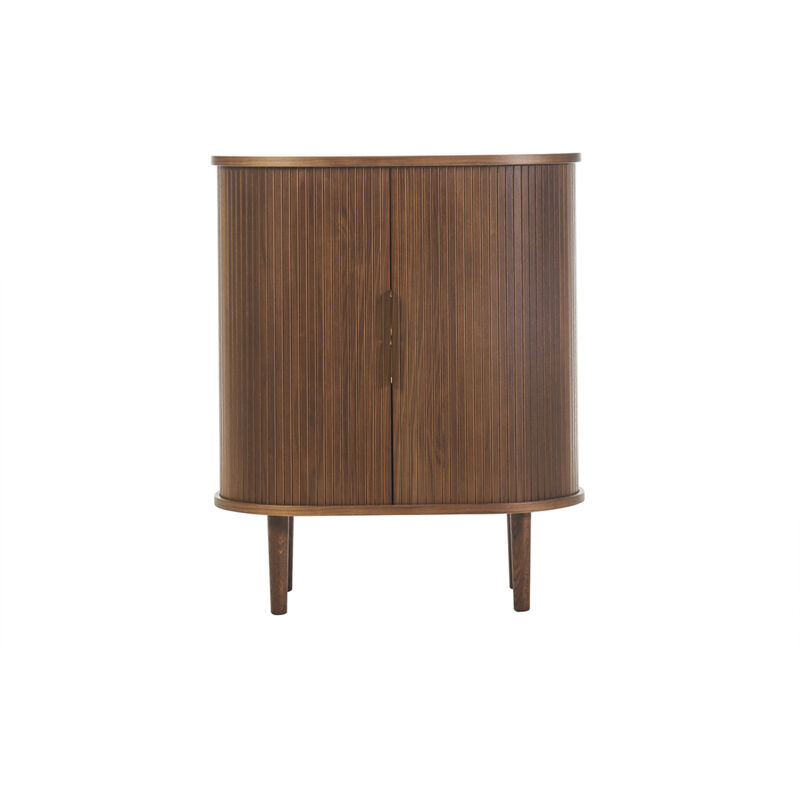 Buffet haut vintage avec portes coulissantes bois foncé noyer L70 cm EPIC