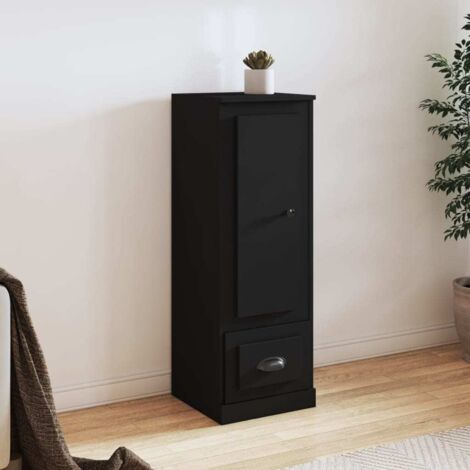 Buffet haut，Bahut，Meuble de Rangement pour Salon, Bureau noir 36x35,5x103,5 cm bois d'ingénierie, Armoire de Rangement FBV11495