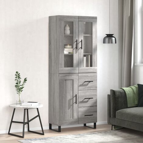 Buffet haut,Bahut,Meuble de Rangement,Buffet de cuisine Sonoma gris 69,5x34x180 cm Bois d'ingénierie CIV925274
