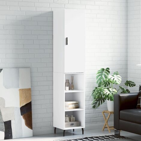 Buffet haut，Buffet de salon，Commode Meuble de rangement，Style Industriel Blanc 34,5x34x180 cm Bois d'ingénierie VNWE346766