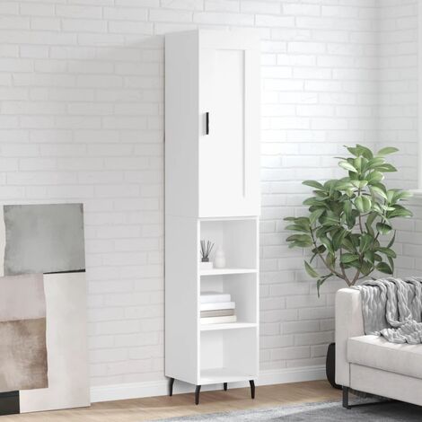 Buffet haut，Buffet de salon，Commode Meuble de rangement，Style Industriel Blanc 34,5x34x180 cm Bois d'ingénierie VNWE681282
