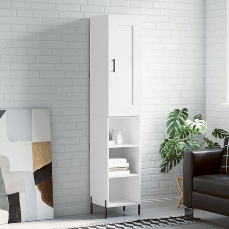 Buffet haut，Buffet de salon，Commode Meuble de rangement，Style Industriel Blanc 34,5x34x180 cm Bois d'ingénierie VNWE728607