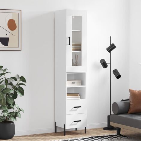 Buffet haut,Buffet de salon,Commode Meuble de rangement,Style Industriel Blanc 34,5x34x180 cm Bois d'ingénierie VNWE747039