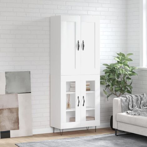 Buffet haut,Buffet de salon,Commode Meuble de rangement,Style Industriel Blanc 69,5x34x180 cm Bois d'ingénierie VNWE404167