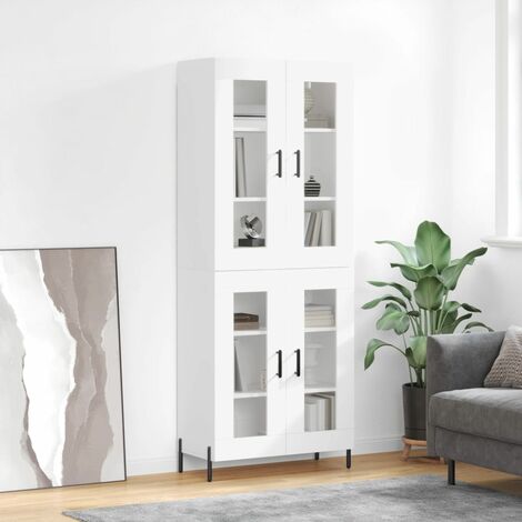 Buffet haut,Buffet de salon,Commode Meuble de rangement,Style Industriel Blanc 69,5x34x180 cm Bois d'ingénierie VNWE690236