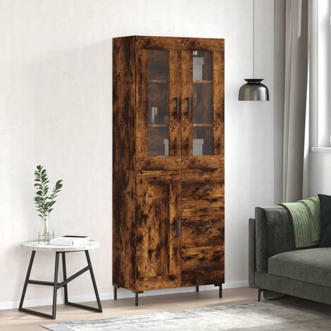 Buffet haut,Buffet de salon,Commode Meuble de rangement,Style Industriel Chêne fumé 69,5x34x180 cm Bois d'ingénierie VNWE568514