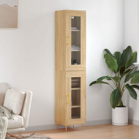 Buffet haut,Buffet de salon,Commode Meuble de rangement,Style Industriel Chêne sonoma 34,5x34x180 cm Bois d'ingénierie VNWE482558