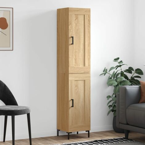 Buffet haut，Buffet de salon，Commode Meuble de rangement，Style Industriel Chêne sonoma 34,5x34x180 cm Bois d'ingénierie VNWE584897