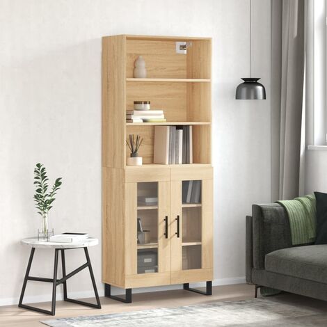 Buffet haut，Buffet de salon，Commode Meuble de rangement，Style Industriel Chêne sonoma 69,5x34x180 cm Bois d'ingénierie VNWE494521