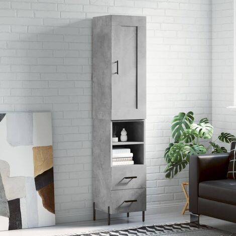 Buffet haut，Buffet de salon，Commode Meuble de rangement，Style Industriel Gris béton 34,5x34x180 cm Bois d'ingénierie VNWE785729