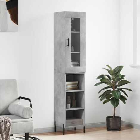 Buffet haut,Buffet de salon,Commode Meuble de rangement,Style Industriel Gris béton 34,5x34x180 cm Bois d'ingénierie VNWE795682