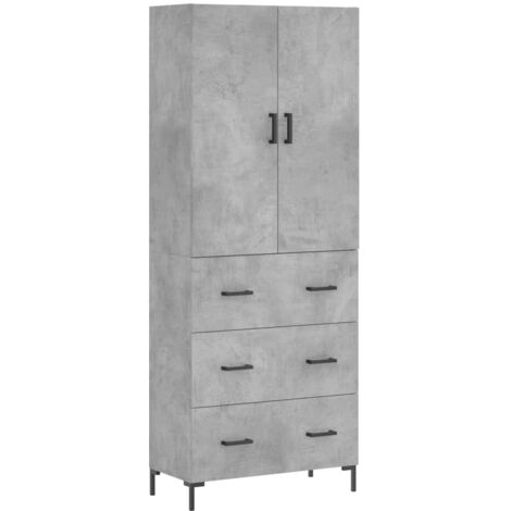 Buffet haut，Buffet de salon，Commode Meuble de rangement，Style Industriel Gris béton 69,5x34x180 cm Bois d'ingénierie VNWE130079