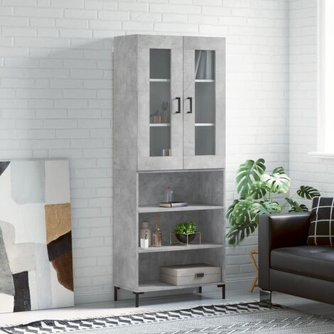 Buffet haut,Buffet de salon,Commode Meuble de rangement,Style Industriel Gris béton 69,5x34x180 cm Bois d'ingénierie VNWE341842