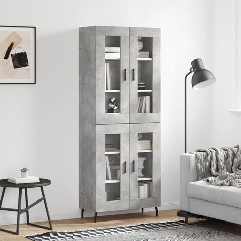 Buffet haut,Buffet de salon,Commode Meuble de rangement,Style Industriel Gris béton 69,5x34x180 cm Bois d'ingénierie VNWE807598