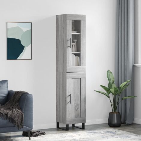 Buffet haut,Buffet de salon,Commode Meuble de rangement,Style Industriel Sonoma gris 34,5x34x180 cm Bois d'ingénierie VNWE598867