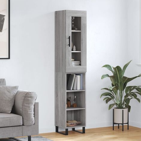 Buffet haut,Buffet de salon,Commode Meuble de rangement,Style Industriel Sonoma gris 34,5x34x180 cm Bois d'ingénierie VNWE654494