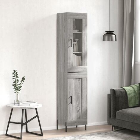 Buffet haut,Buffet de salon,Commode Meuble de rangement,Style Industriel Sonoma gris 34,5x34x180 cm Bois d'ingénierie VNWE767106