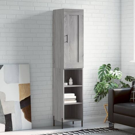 Buffet haut，Buffet de salon，Commode Meuble de rangement，Style Industriel Sonoma gris 34,5x34x180 cm Bois d'ingénierie VNWE900228