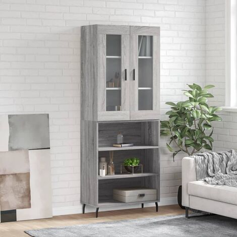 Buffet haut,Buffet de salon,Commode Meuble de rangement,Style Industriel Sonoma gris 69,5x34x180 cm Bois d'ingénierie VNWE770101