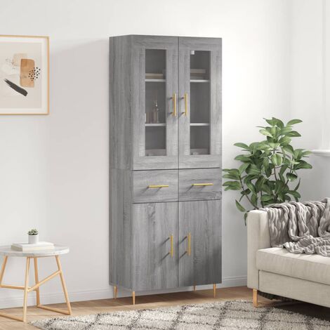 Buffet haut,Buffet de salon,Commode Meuble de rangement,Style Industriel Sonoma gris 69,5x34x180 cm Bois d'ingénierie VNWE903076