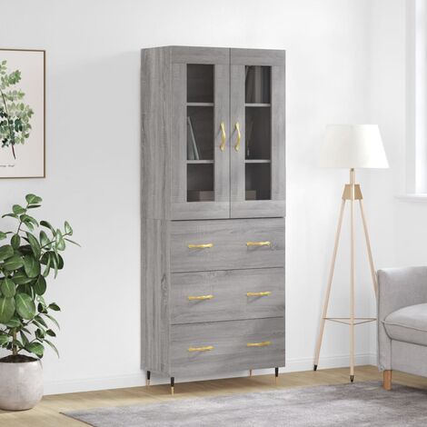 Buffet haut,Buffet de salon,Commode Meuble de rangement,Style Industriel Sonoma gris 69,5x34x180 cm Bois d'ingénierie VNWE963672