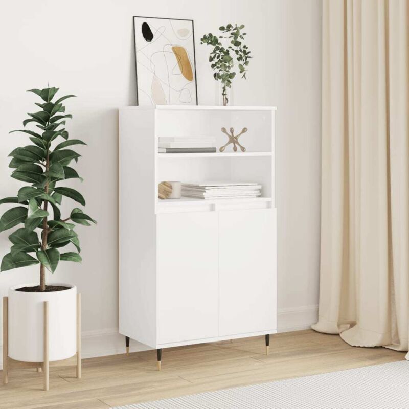 Buffet haut Blanc 60x36x110 cm Bois d ingénierie