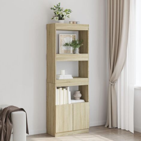 Buffet haut，Meuble de Rangement，Bahut pour Salon, Salle à Manger, Cuisine 63x33x180 cm chêne sonoma bois d'ingénierie CFW39793