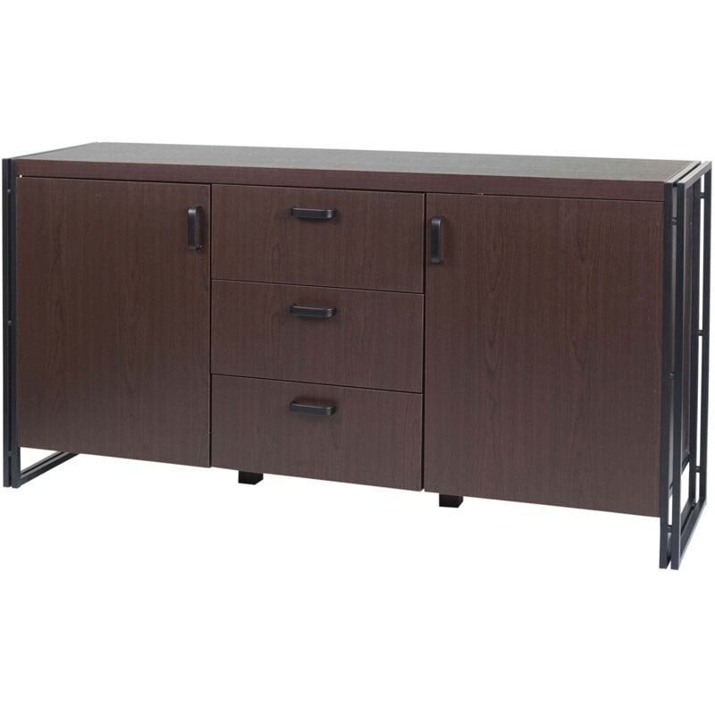 Sideboard HHG 040, commode armoire, structure 3D 2 compartiments de rangement 80x160x40cm MVG-certifié mdf métal, brun foncé